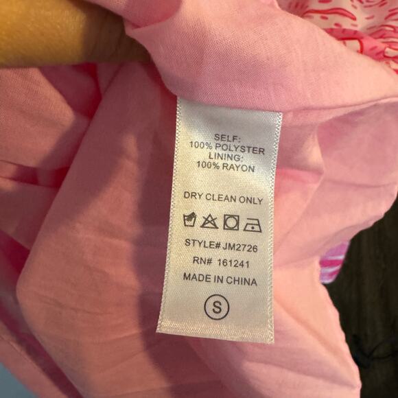 j. Marie Women's Size Small Pink Floral Print One Shoulder Ruffled Midi Dress - Picture 7 of 7